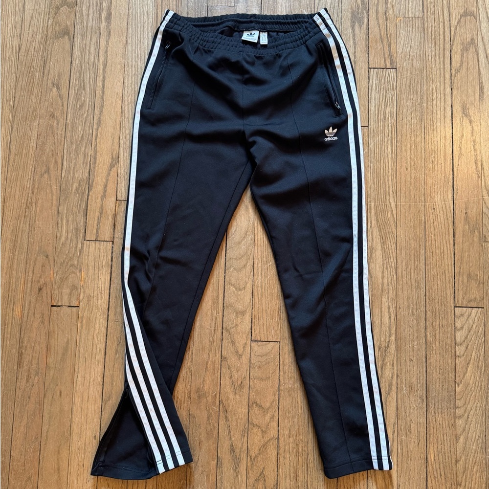 Adidas Black Joggers with White Stripes